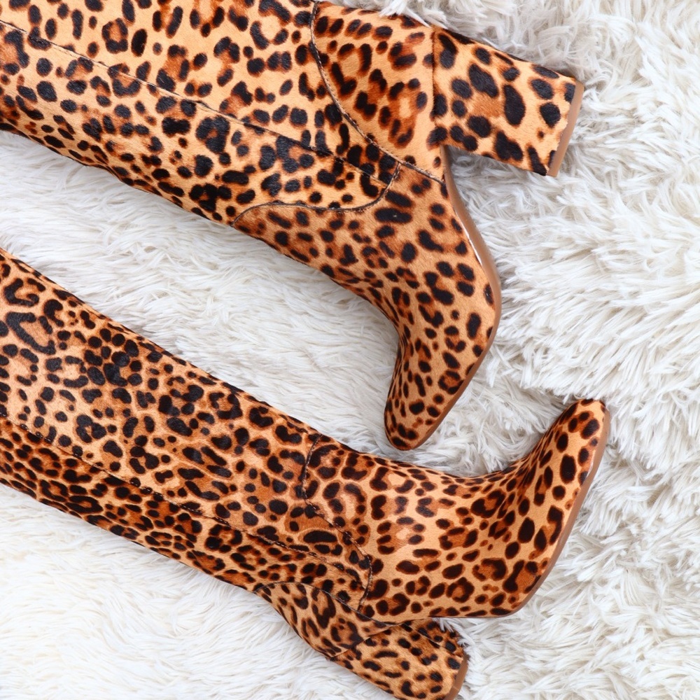 Gianni Bini Jellenia Leopard Print Haircalf Boots - Picture 5 of 14